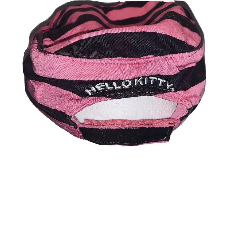 Hello Kitty Cadet Cap Hat Maroon Pink Striped Sanrio Distressed Girls 1976 2010